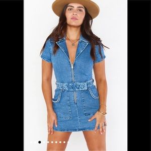 Show me your MuMu denim belted dress. NEW WITH TAGS & never been worn!
